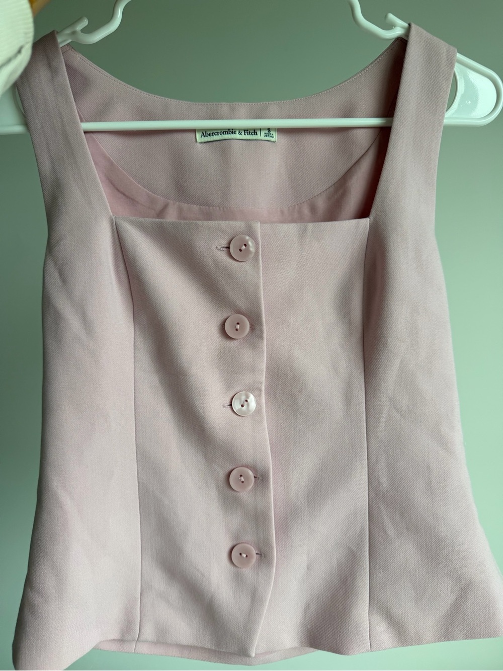 Abercrombie & Fitch Light Pink Button Front Square Neck Tank
